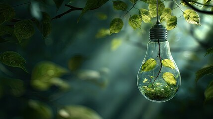 A delicate lightbulb, filled with small plants and leaves.