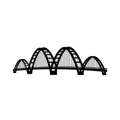 Black and white silhouette of a multiarch bridge minimalist design architectural structure engineering marvel.