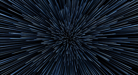 Obraz premium Abstract hyper speed motion effect on black backdrop, warp speed concept
