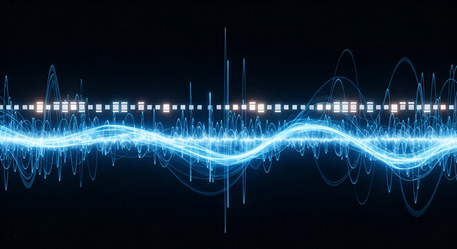 Digital soundwave visualization showcasing frequency analysis on black backdrop