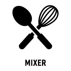 Bakery Icon Vector Illustration of a crossed spoon and whisk kitchen utensil, culinary preparation equipment for cooking use