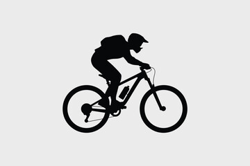 Obraz premium Mountain biker silhouette in action mountain biking cyclist