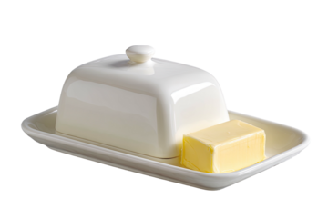 Ceramic butter dish with knob & butter stick