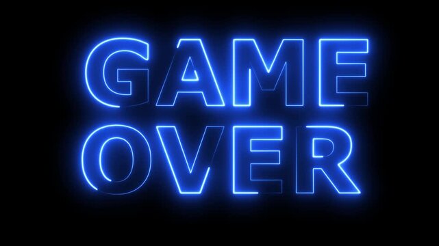 GAME OVER animation with glitch effect isolated on black background. GAME OVER text with RGB distortion effect. High quality 4
