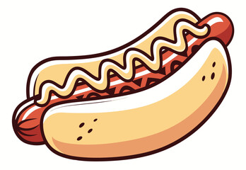 Hot dog illustration. Hotdog sticker
