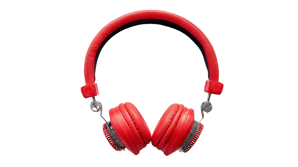 Overhead shot of stylish headphones with adjustable headband, background isolated on a Transparent background, PNG file.