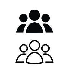 People flat icon. Simple vector illustrations. Line icon and filled icon. Team profile sign on white background
