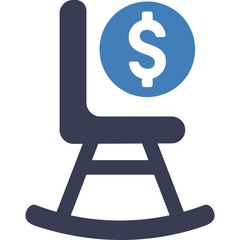Rocking Chair With Dollar Sign In Blue Circle On Transparent Background Represents Retirement Investment Savings