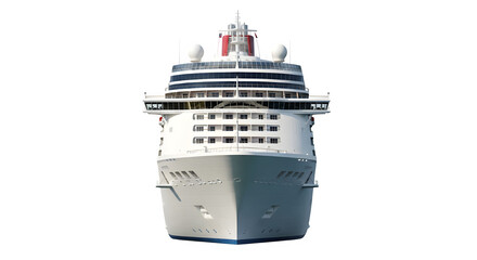 Front view of a cruise ship isolated on transparent background, showcasing its design and grandeur © Porina Akter