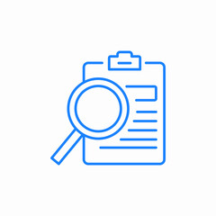 magnifying glass and notebook with text icon sign vector