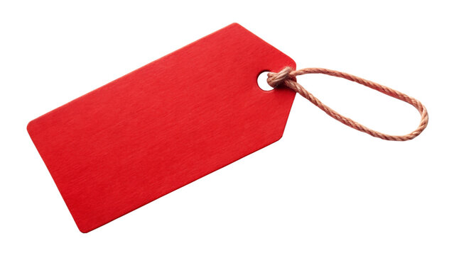Red price tag isolated on transparent background, perfect for sales and promotions