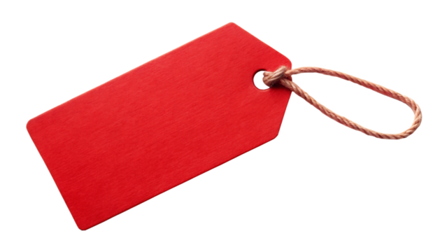 Red price tag isolated on transparent background, perfect for sales and promotions