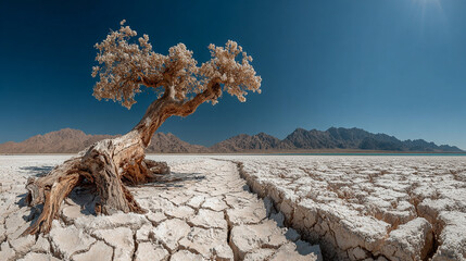 Minimalist Twisted Branch on Dry Lakebed.