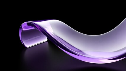 Abstract purple translucent ribbon or wave shape on a dark background with a subtle glow, suggesting fluidity and modern design