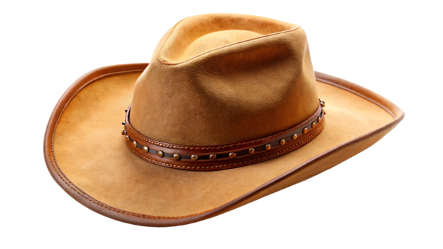Brown cowboy hat isolated on transparent background, a classic western accessory