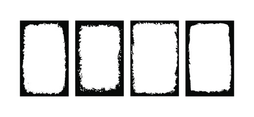 Black and white grunge frame vector set designed for image backgrounds. This abstract distressed border collection is perfect for decorating photos, posters, flyers, and graphic design project.