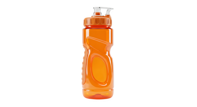 Orange sport water bottle isolated on transparent background, perfect for staying hydrated during exercise - Powered by Adobe