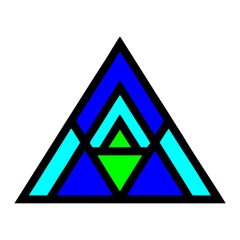 Abstract Geometric Triangle Logo Design with Intersecting Blue and Green Shapes, Modern Symmetrical Graphic Icon