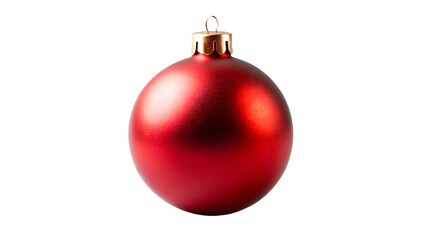 Red christmas ball isolated on transparent background for holiday decoration