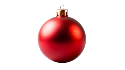 Red christmas ball isolated on transparent background for holiday decoration