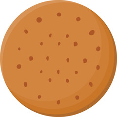 Round Ginger Biscuit Isolated on Transparent Background Crisp Cookie with Brown Texture and Small Dark Pockets Realistic Food Illustration