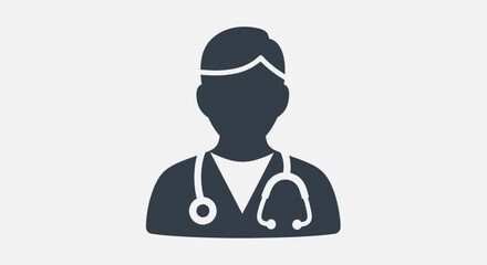 Silhouette of a doctor with a stethoscope around their neck, medical professional.