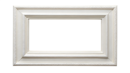 Empty white wooden picture frame isolated on transparent background for mockup