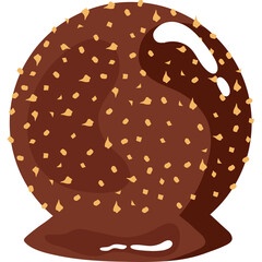 Round Chocolate Candy With Sprinkles and Glossy Texture on Transparent Background