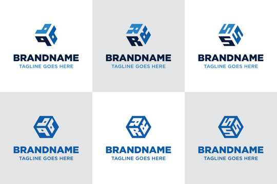 Letters QQQ RRR SSS Hexagon Logo Set, symbolizing structure, balance, and geometric modernity