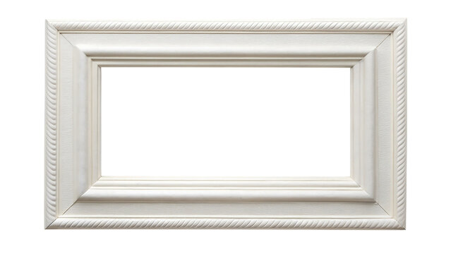 Empty white wooden picture frame isolated on transparent background for mockup