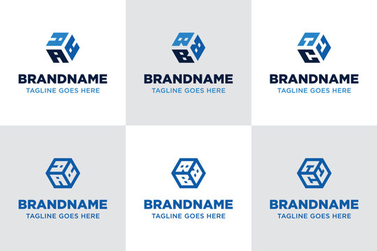 Letters AAA BBB CCC Hexagon Logo Set, symbolizing structure, balance, and geometric modernity