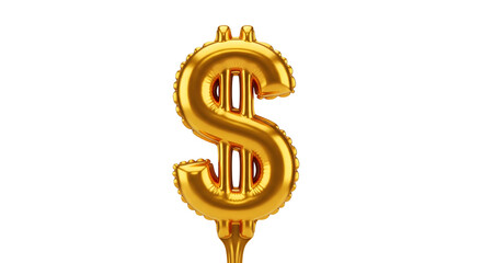 Golden Dollar Symbol Representing Wealth and Financial Success, isolated on transparent background