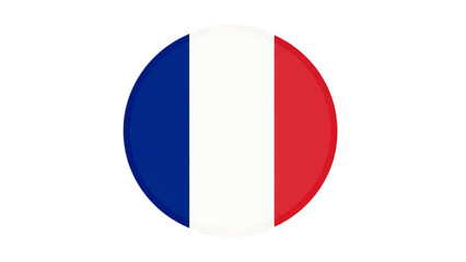 Vector illustration of circular icon representing the national flag of france, the tricolor, isolated on transparent background