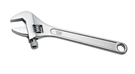 Adjustable wrench isolated on transparent background, a versatile tool for various mechanical tasks