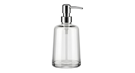 Obraz premium Elegant clear glass soap dispenser with silver pump isolated on transparent background