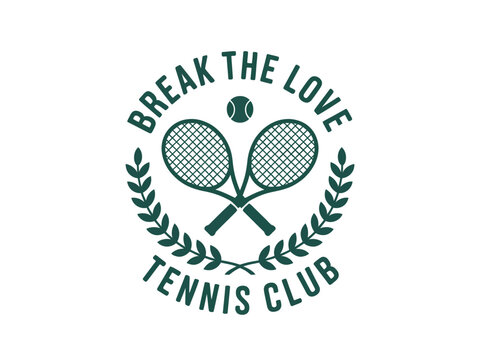 Vintage tennis emblem design with crossed racquets and laurel wreath, retro sports logo perfect for club branding, tournament graphics, and team identity vector illustration. - Powered by Adobe