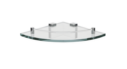 Glass corner shelf isolated on transparent background for bathroom or shower organization