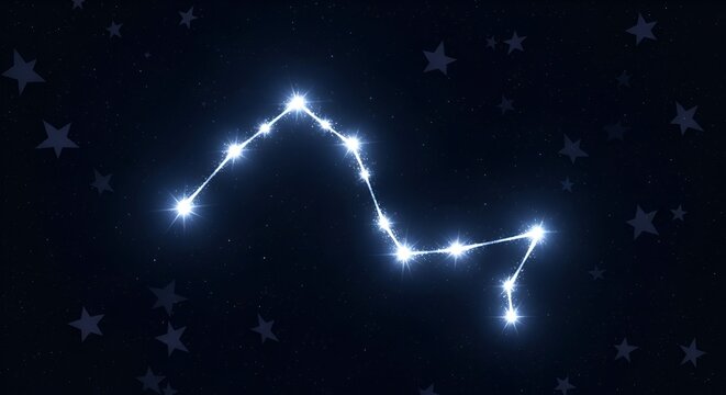 Aquarius constellation with shining star in the night sky astrological theme