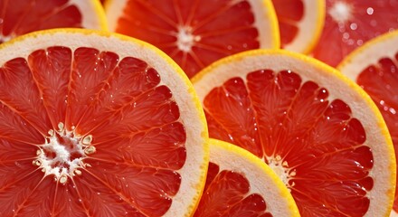 Juicy Red Grapefruit Slices Fresh and Ripe with Bright Yellow Rind on White Background