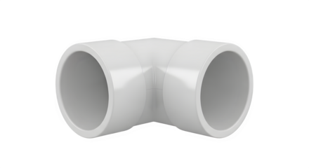 Pvc elbow fitting for plumbing isolated on transparent background, a common component for pipes