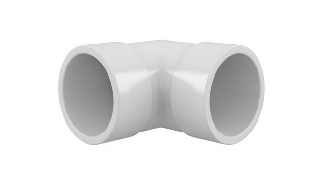 Pvc elbow fitting for plumbing isolated on transparent background, a common component for pipes