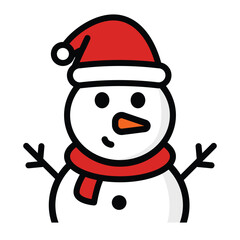 Festive snowman in red hat and scarf for christmas designs, greeting cards, holiday decorations, and winterthemed projects. Festive and cheerful.