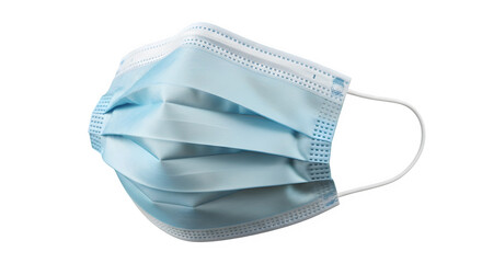 Blue surgical face mask isolated on transparent background, a protection against virus and bacteria