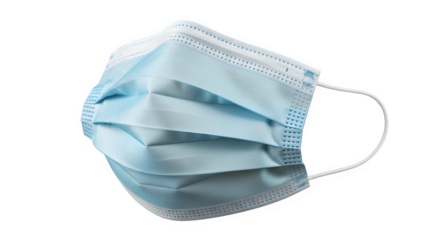 Blue surgical face mask isolated on transparent background, a protection against virus and bacteria