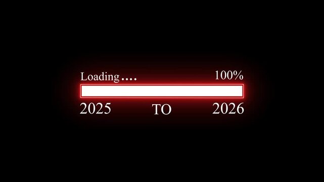 New year loading bar animation 2025 to 2026. Year change concept.