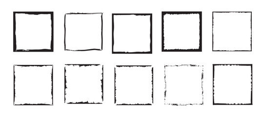 Black and white grunge frame vector set designed for image backgrounds. This abstract distressed border collection is perfect for decorating photos, posters, flyers, and graphic design project.