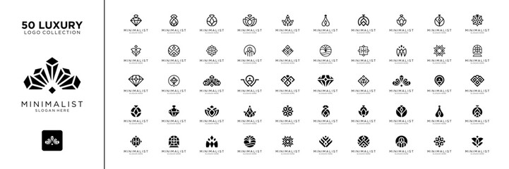 Mega logo collection. minimalist fashion logo design. Geometric abstract logo icon vector isolated on white background.