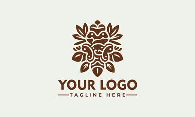 Ornate Vector Logo Illustration with Floral Elements in Decorative Design