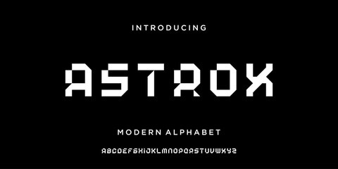 Minimal future alphabet font. Geometric typography font space tech sport gaming design vector illustration.