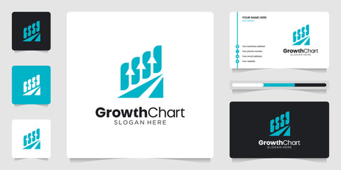 Accounting financial logo with Business Marketing Statistics Chart Bar Diagram logo design inspiration. Minimal Business card design template.